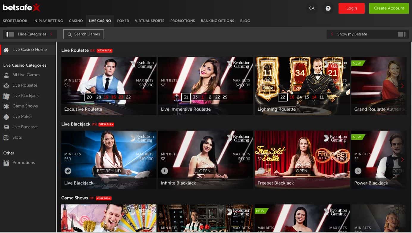 Betsafe Casino Games