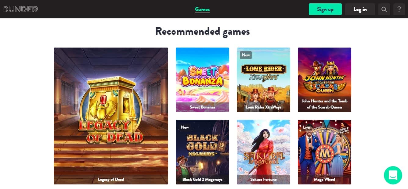 Dunder Casino Games