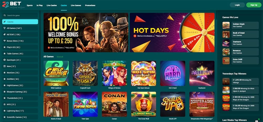 22Bet Casino Slots