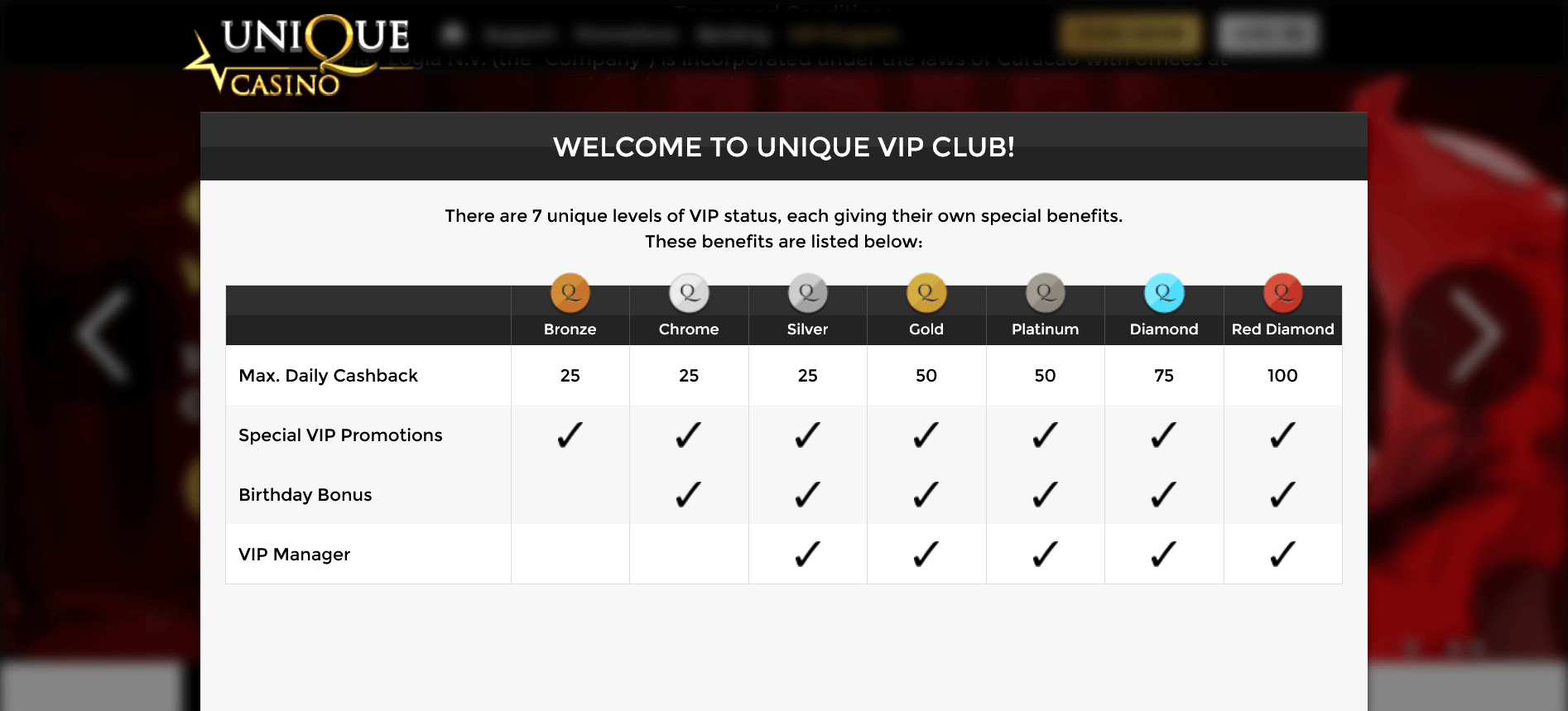 Unique Casino VIP