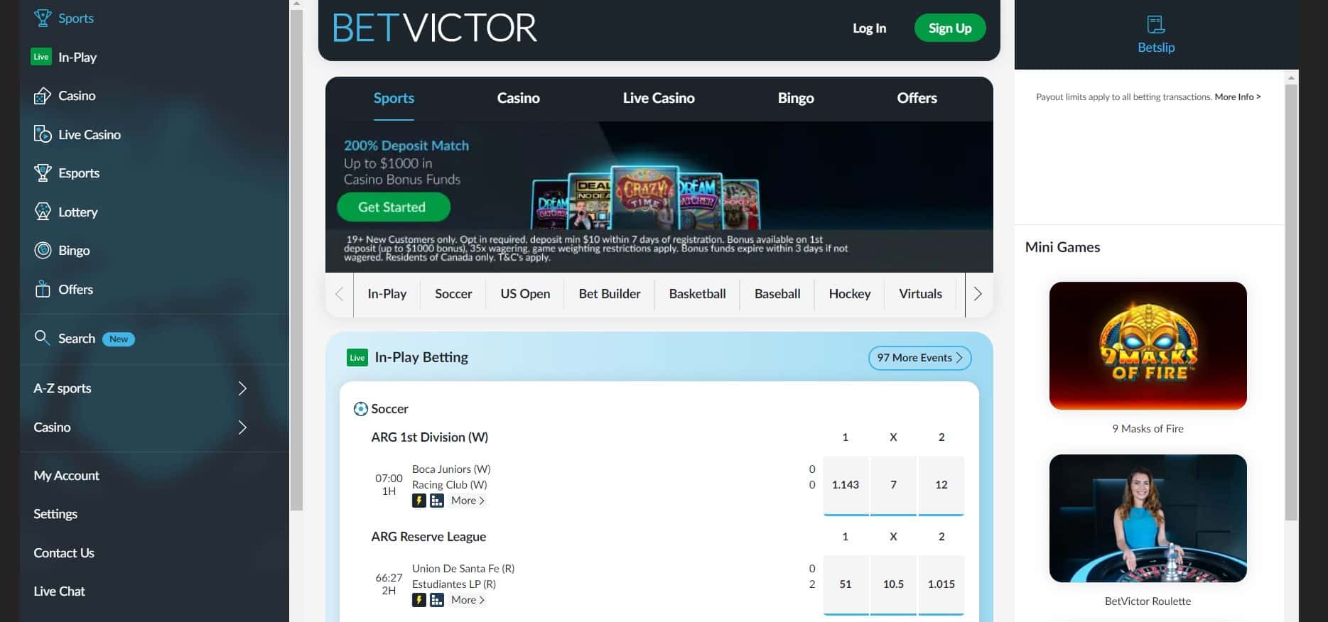 BetVictor Casino Home